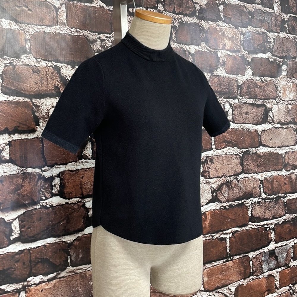 Zara Knit Short Sleeve Sweater Crew Neck Short Black Size Small S - Picture 8 of 16